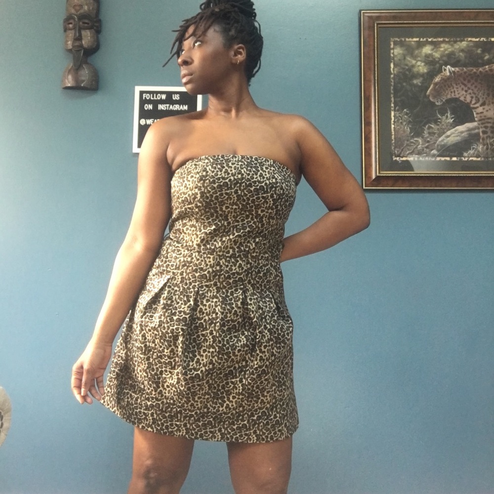 Strapless Leopard Print Dress